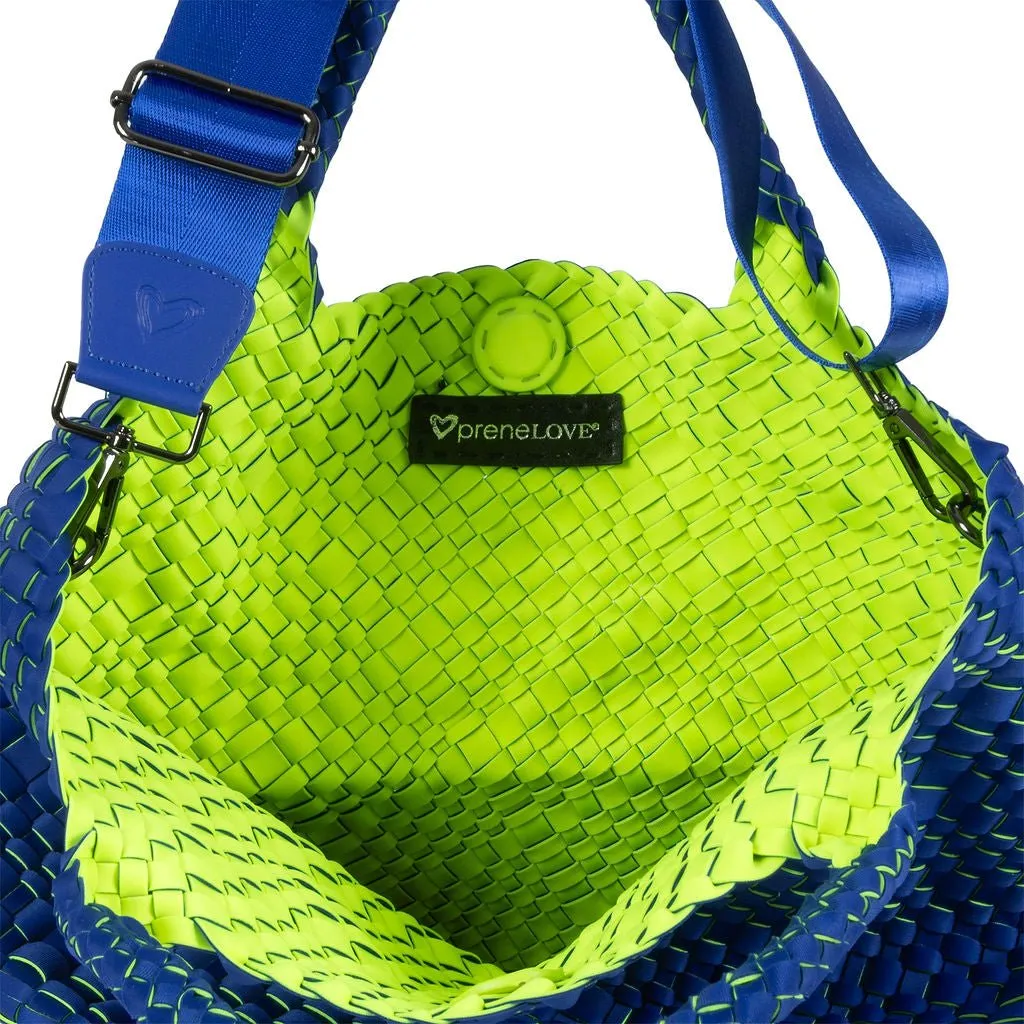 London Large Woven Tote - Cobalt & Neon