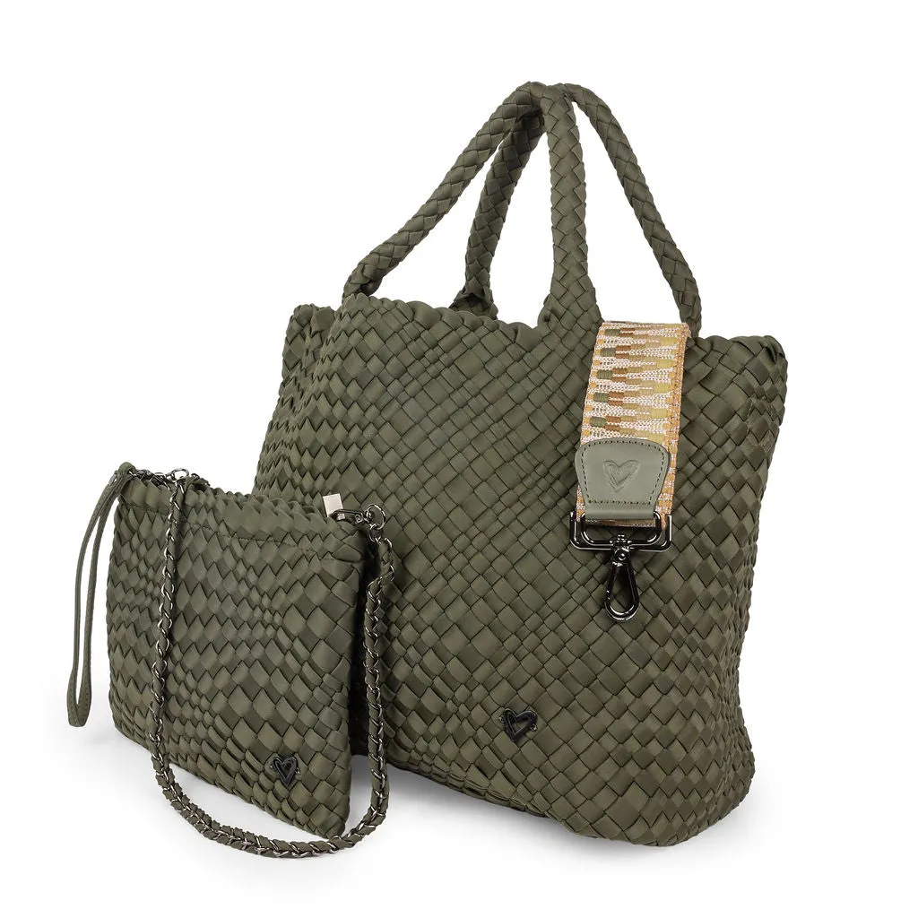 London Large Woven Tote - Olive