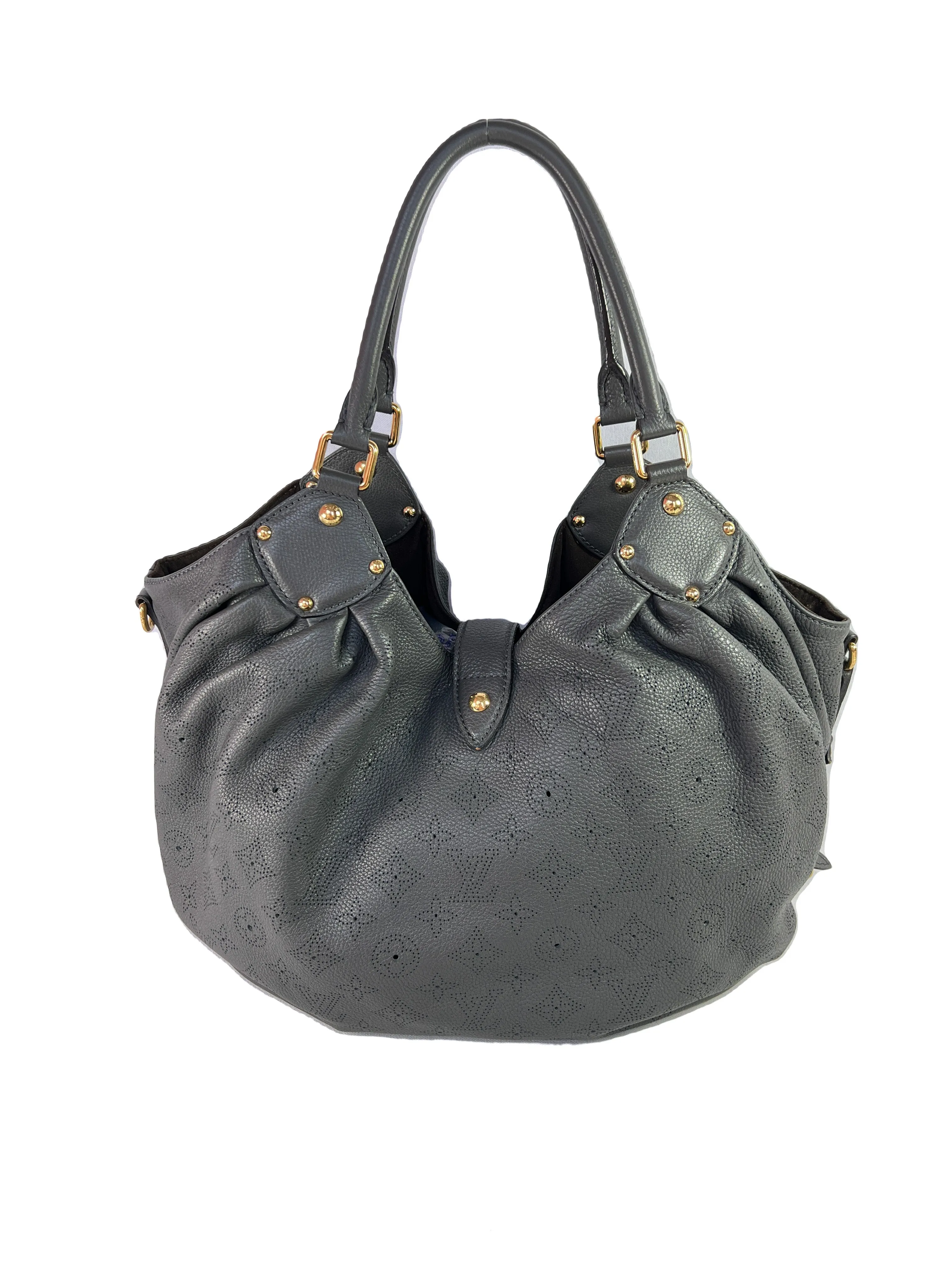 Louis Vuitton blue gray Mahina hobo shoulder bag