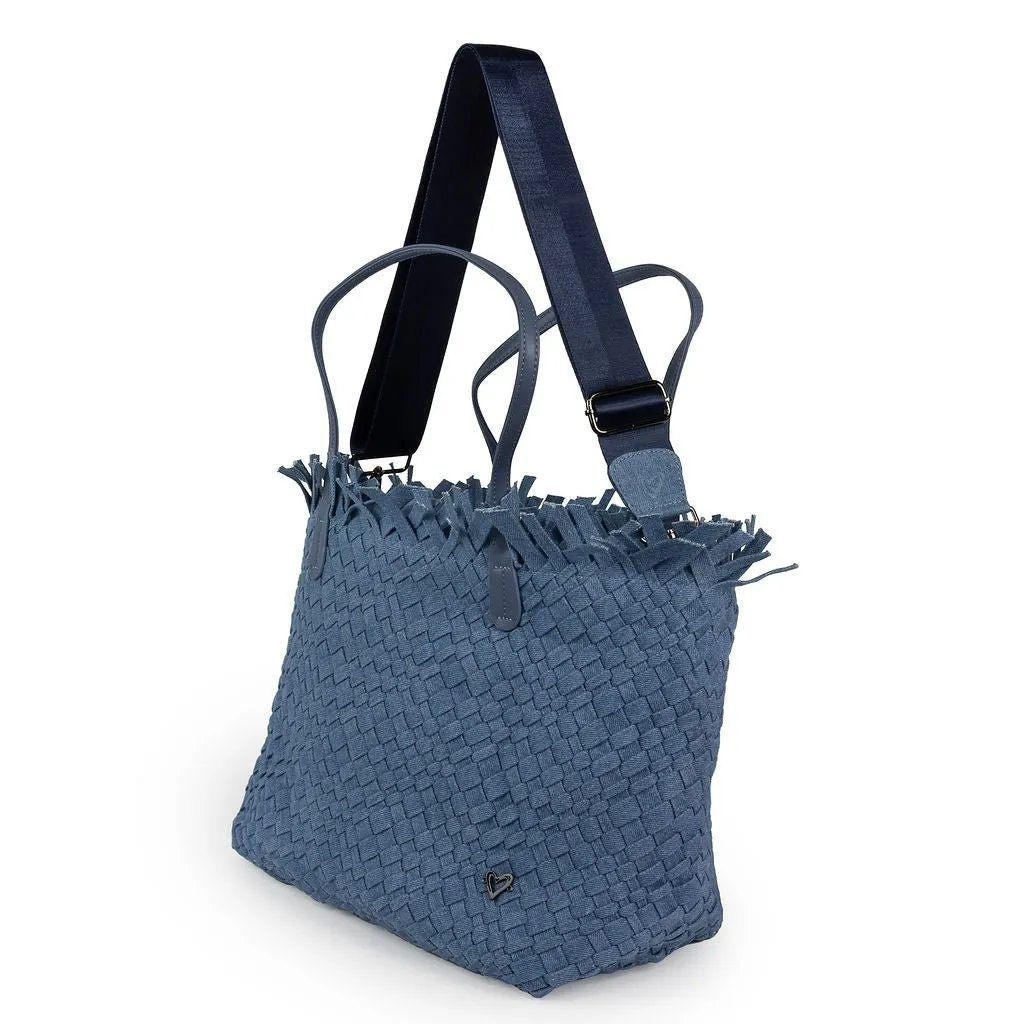 NEW Vulcan Woven Large Tote (Fringed Top) - Denim