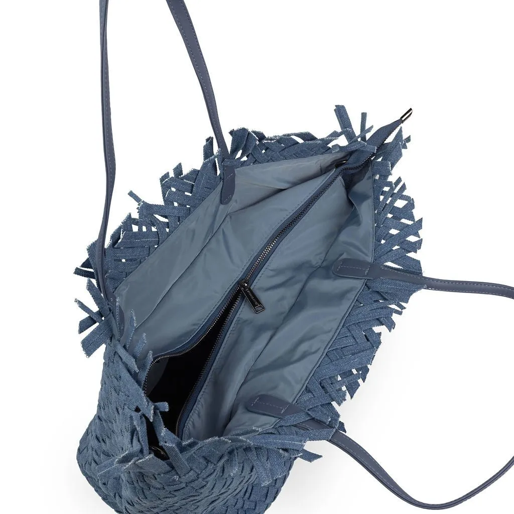 NEW Vulcan Woven Large Tote (Fringed Top) - Denim