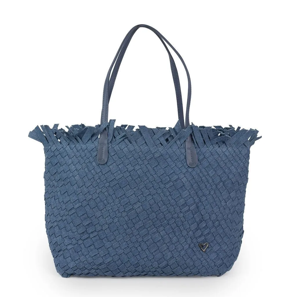 NEW Vulcan Woven Large Tote (Fringed Top) - Denim