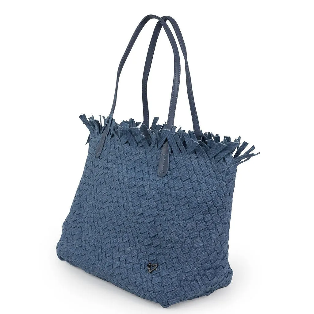 NEW Vulcan Woven Large Tote (Fringed Top) - Denim