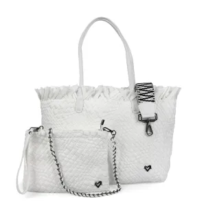 NEW Vulcan Woven Large Tote (Fringed Top) - White