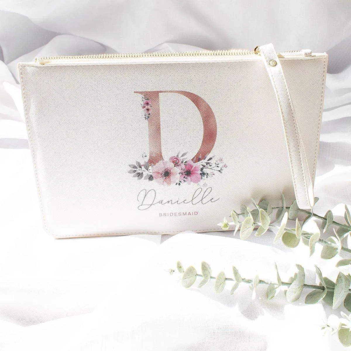 Personalised Bridesmaid Clutch Bag, Bridesmaid Gift, Rose Gold Bridal Pouch, Bridesmaid Gift Pouch, Clutch Bag, Pink Pouch, Hen Party Gifts,