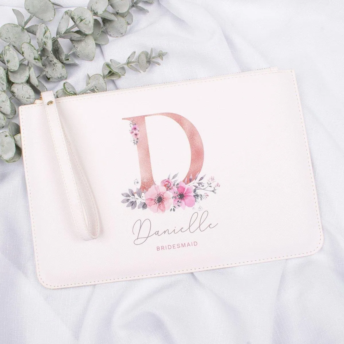 Personalised Bridesmaid Clutch Bag, Bridesmaid Gift, Rose Gold Bridal Pouch, Bridesmaid Gift Pouch, Clutch Bag, Pink Pouch, Hen Party Gifts,