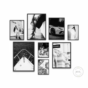 Set Of 8 Fashion Photography Luxury Gallery Wall INSTANT DOWNLOAD Art Prints, Designer Luxury Fashion, Classy Black And White Art Prints, Old Money Aesthetic