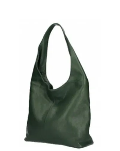 Elegant Dark Green Italian Leather Hobo Shoulder Bag - SIGNORIA Collection