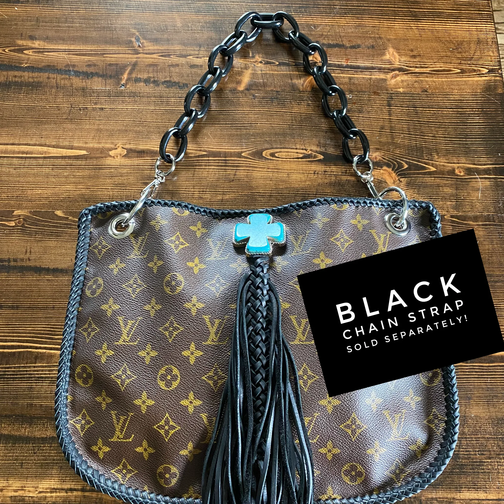 The XL Peacock - Black Monogram Hobo Crossbody - Silver Hardware