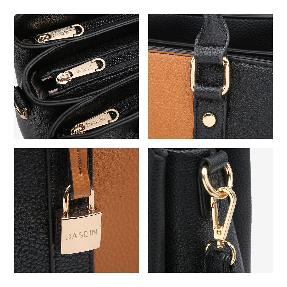 Two-Tone Padlock Satchel with Matching Wristlet