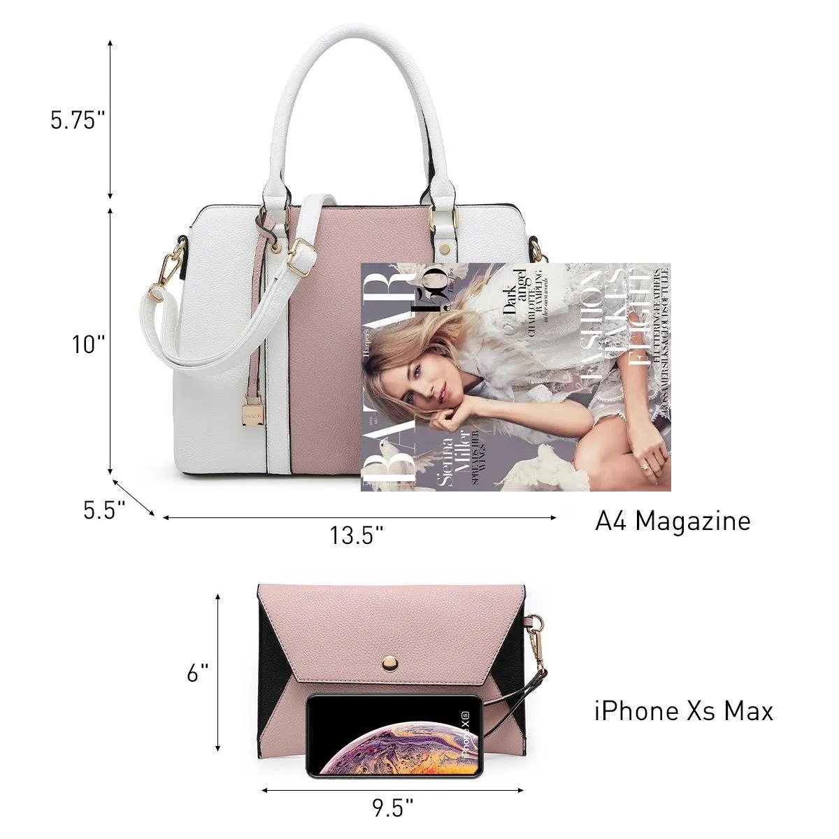 Two-Tone Padlock Satchel with Matching Wristlet