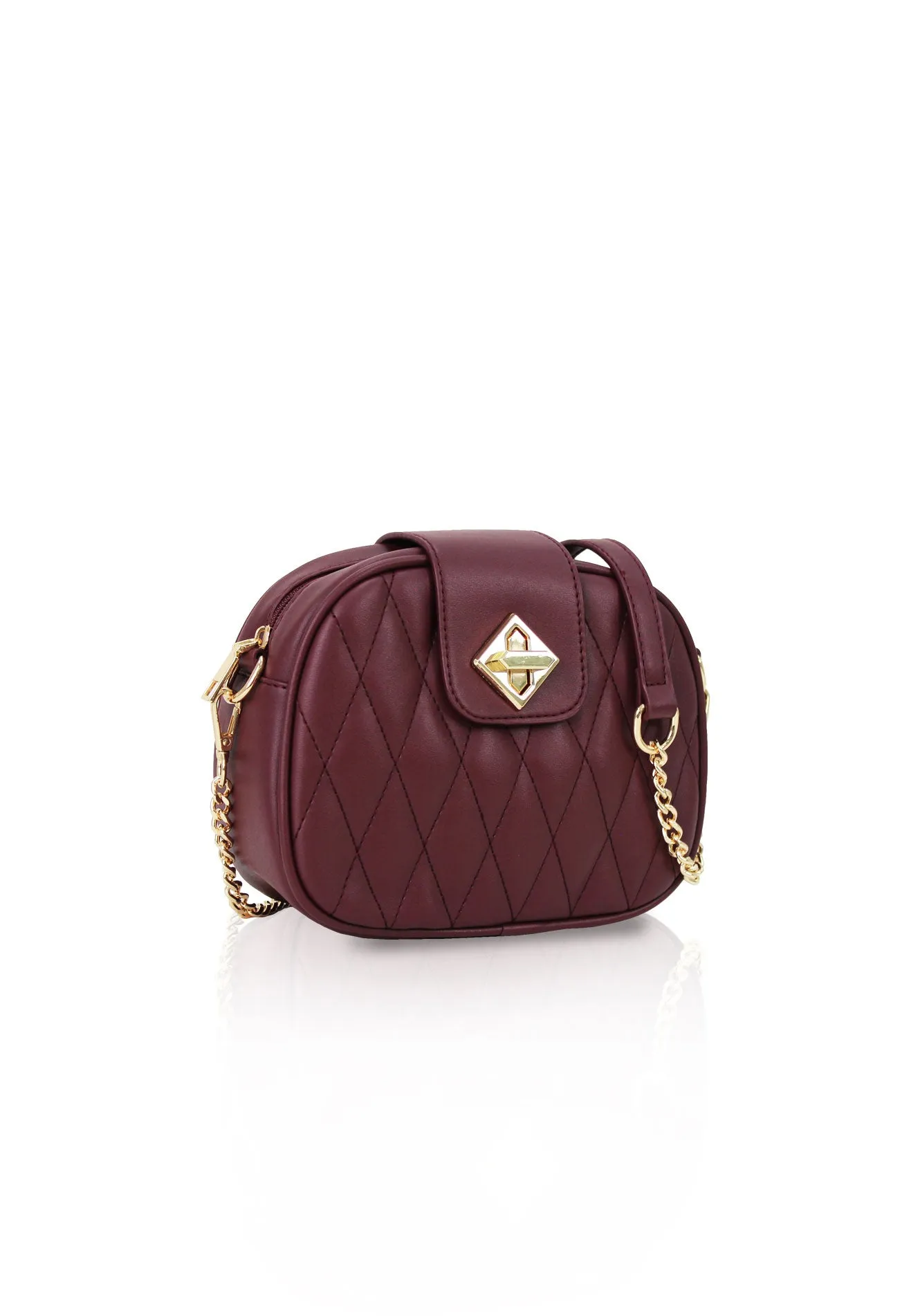 VOIR JOLEE Belted Quilted Chain Strap Bag