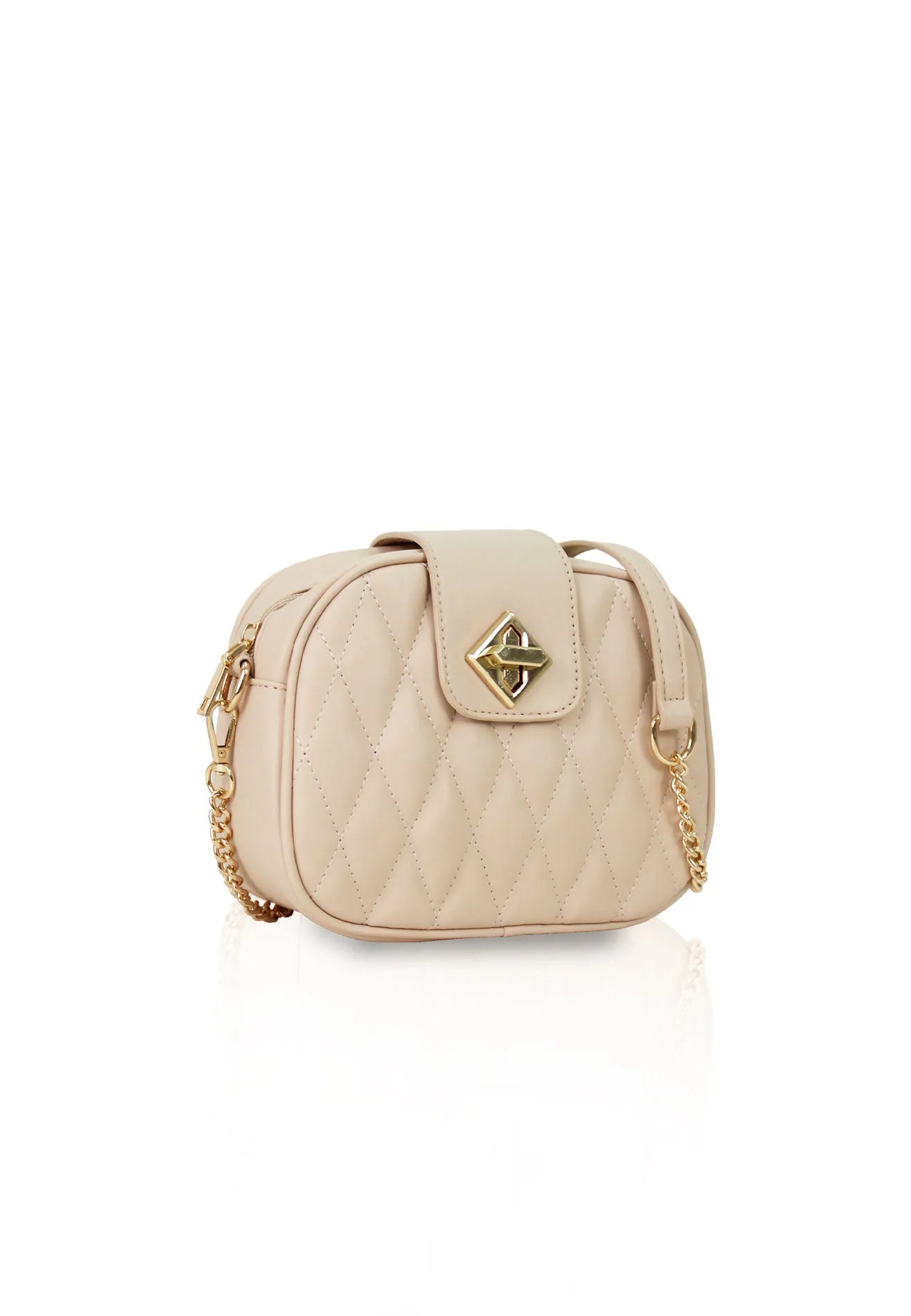 VOIR JOLEE Belted Quilted Chain Strap Bag