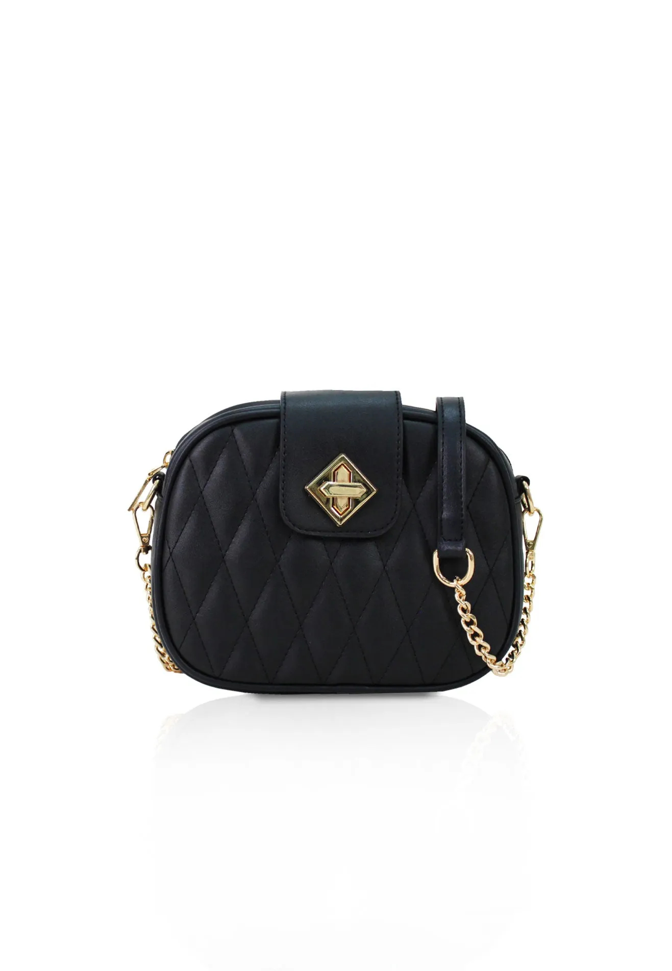 VOIR JOLEE Belted Quilted Chain Strap Bag