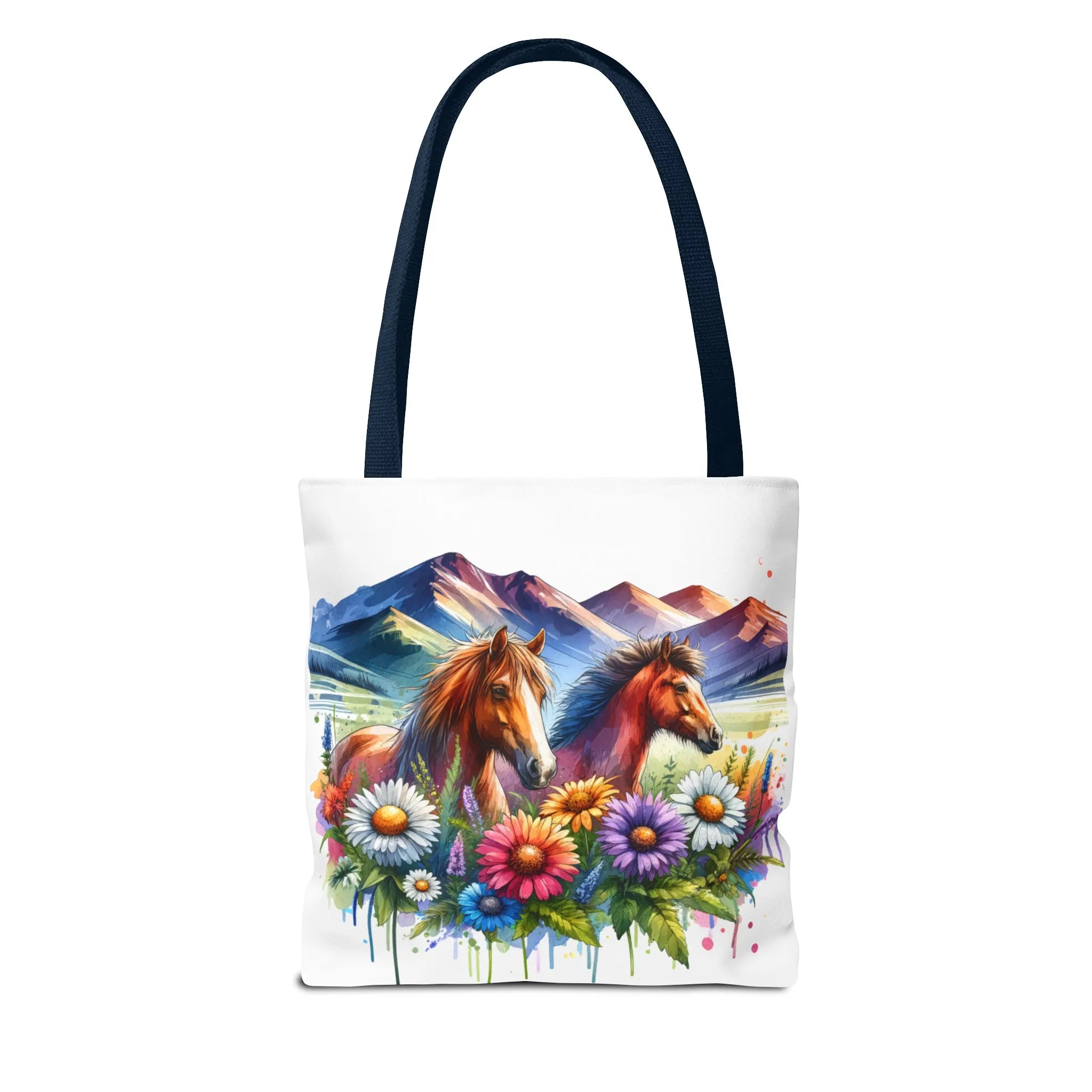 Wild horses and Wildflowers Tote Bag, Gift for her, Watercolour Tote Bag, Floral Tote Bag, Birthday gift for her, Wildflower Tote Bags