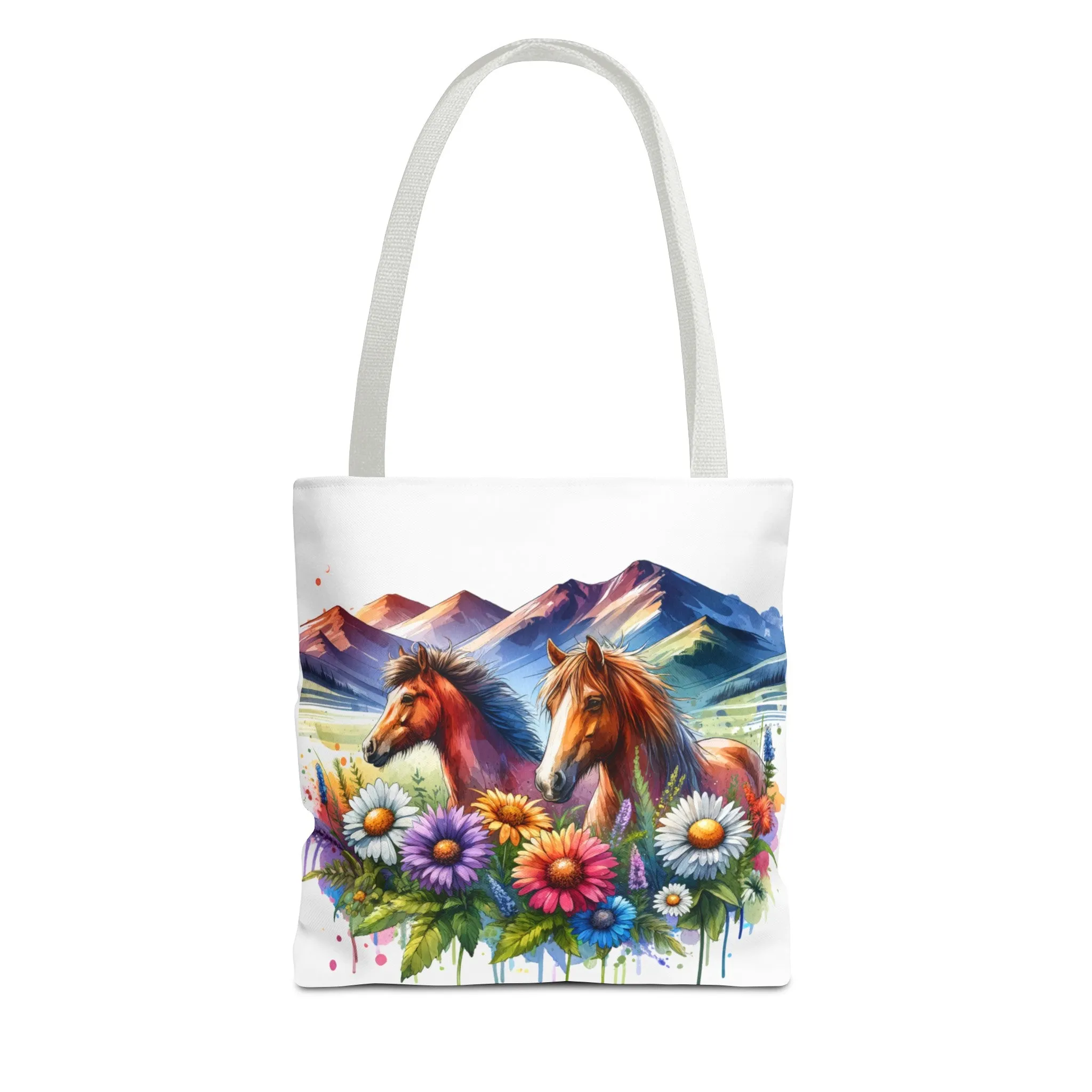 Wild horses and Wildflowers Tote Bag, Gift for her, Watercolour Tote Bag, Floral Tote Bag, Birthday gift for her, Wildflower Tote Bags