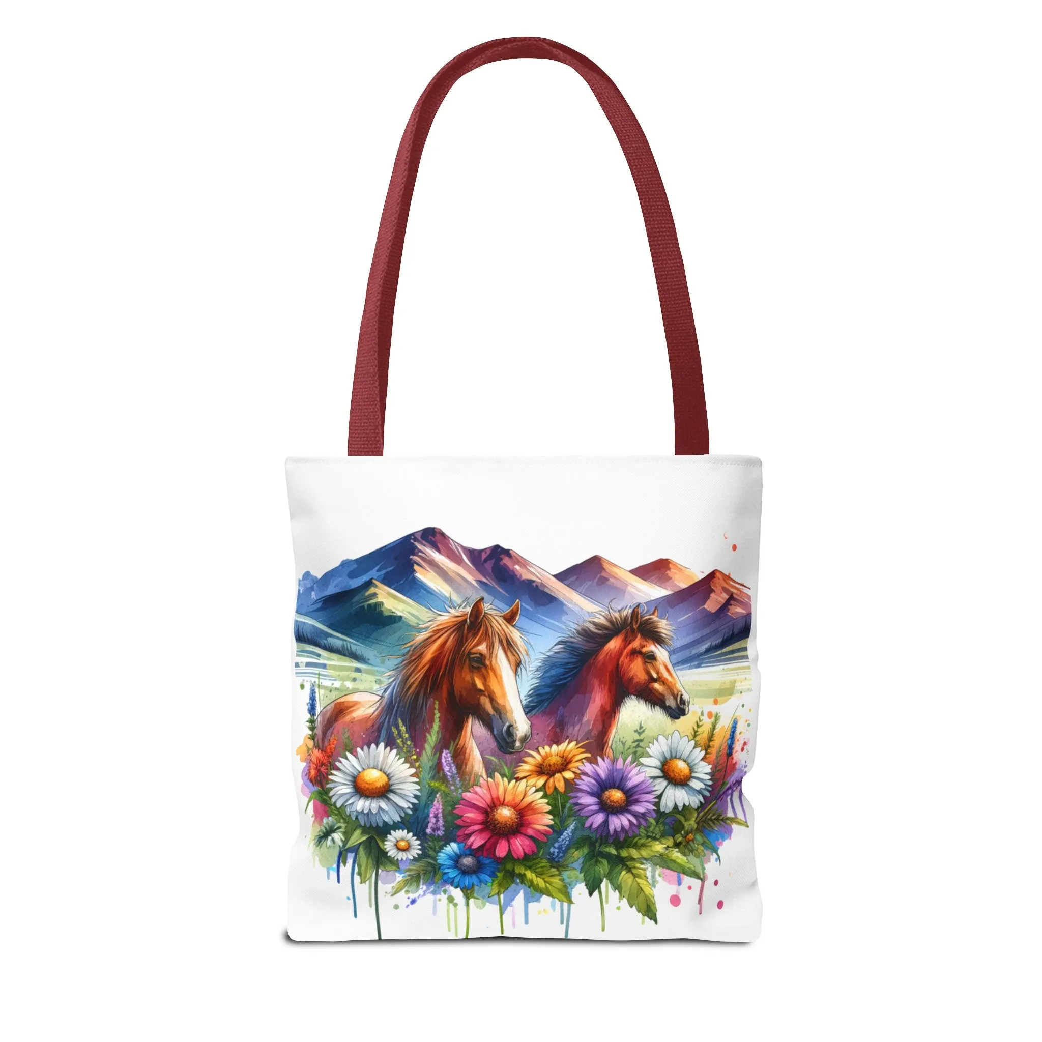 Wild horses and Wildflowers Tote Bag, Gift for her, Watercolour Tote Bag, Floral Tote Bag, Birthday gift for her, Wildflower Tote Bags