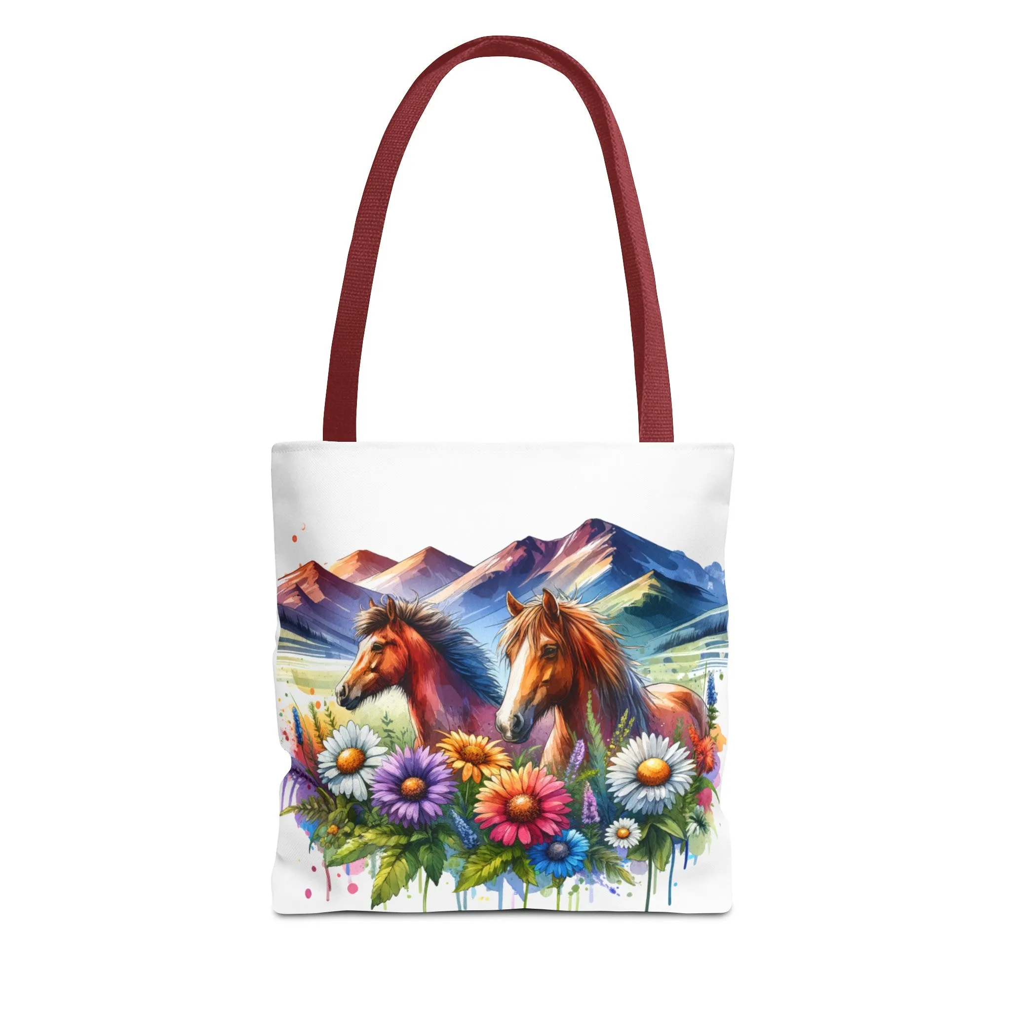 Wild horses and Wildflowers Tote Bag, Gift for her, Watercolour Tote Bag, Floral Tote Bag, Birthday gift for her, Wildflower Tote Bags