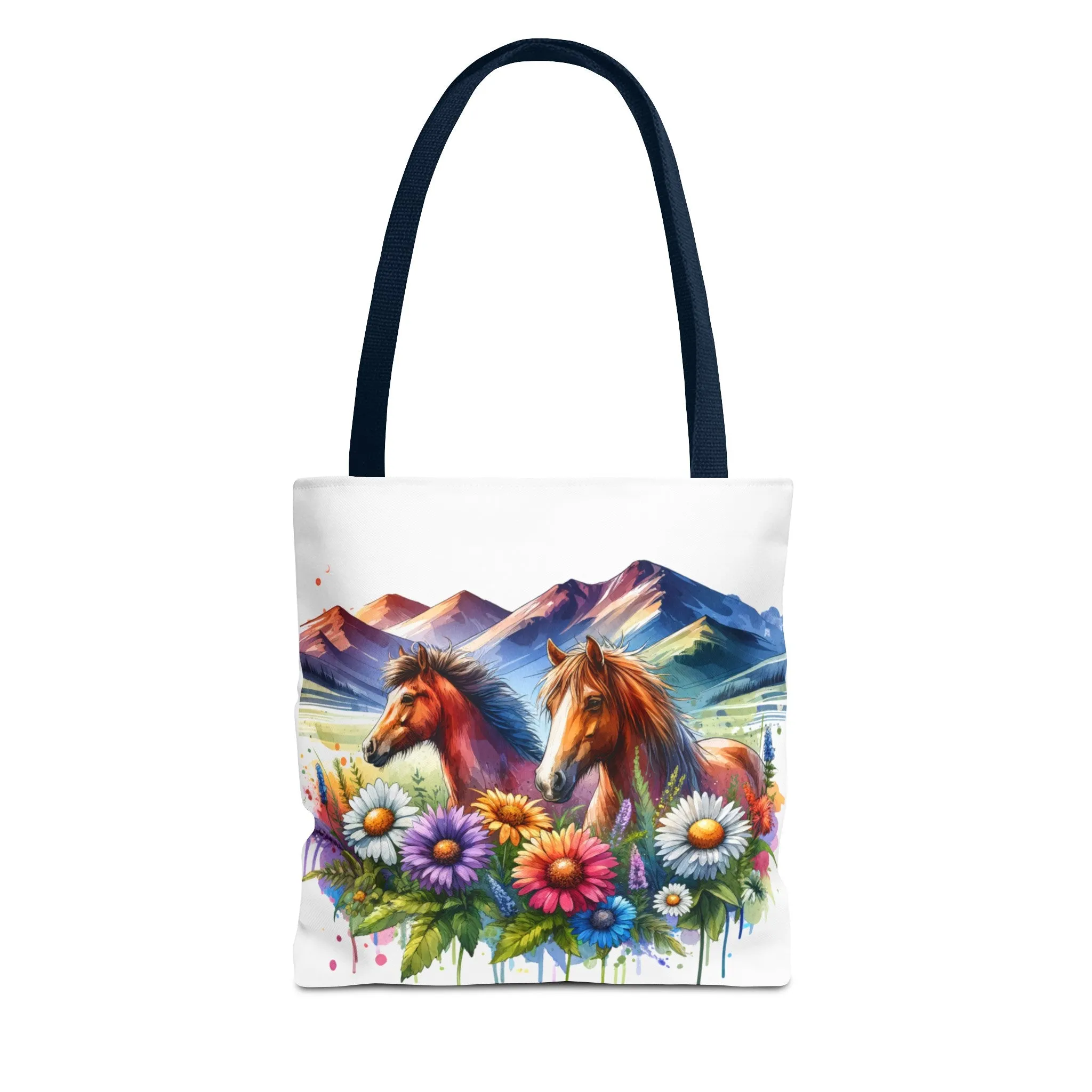 Wild horses and Wildflowers Tote Bag, Gift for her, Watercolour Tote Bag, Floral Tote Bag, Birthday gift for her, Wildflower Tote Bags